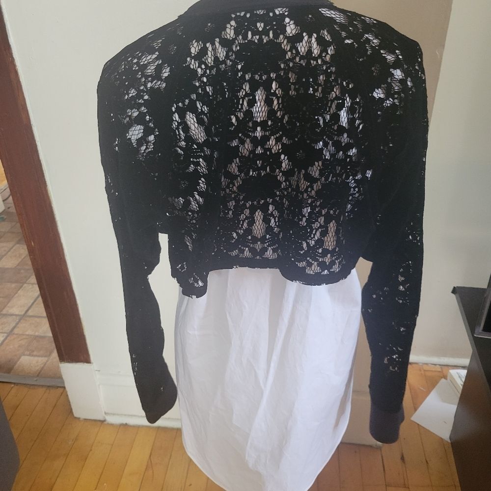 DKNY Runway -Black & White Velvet Lace Top small - Picture 7 of 9